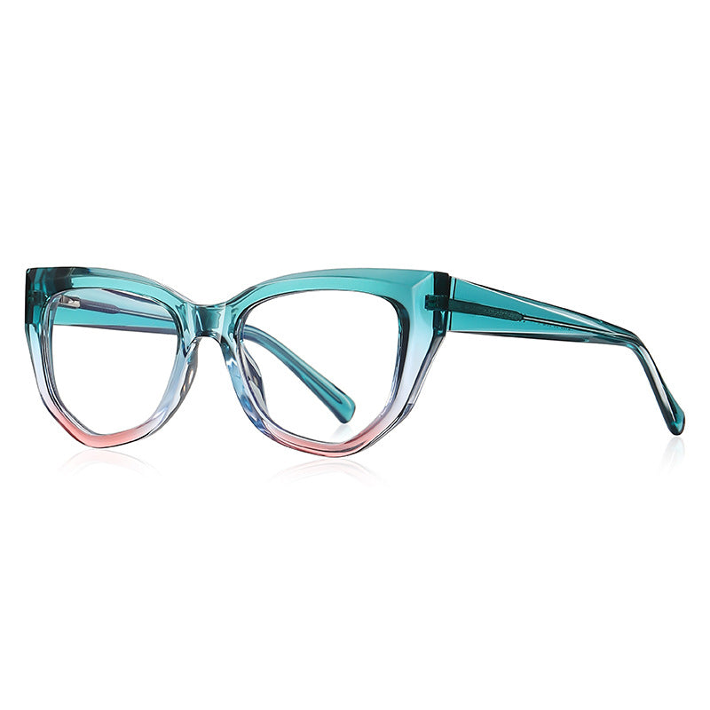 Prism Cat Eye Blue Light Blocking Glasses in Emerald Green to Rose Pink Ombre