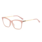 Striped Hinge Cat Eye Blue Light Blocking Glasses in Translucent Blush Pink & Gold