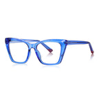 Dipped Tip Butterfly Blue Light Blocking Glasses in Cobalt Blue & Red