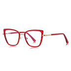 Metal Bridge Square Blue Light Blocking Glasses in Ruby Red