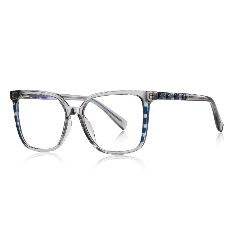 Pyramid Stud Square Blue Light Blocking Glasses in Smoke Grey