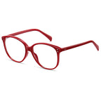 Dual Dot Rivet Round Blue Light Blocking Glasses in Crimson Red