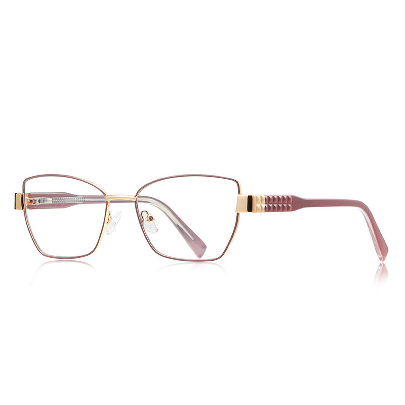Pyramid Stud Butterfly Blue Light Blocking Glasses in Rose Gold & Plum Purple