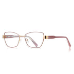Pyramid Stud Butterfly Blue Light Blocking Glasses in Rose Gold & Plum Purple
