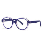 Layered Rim Round Blue Light Blocking Glasses in Cobalt Blue and Clear