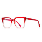 Pavé Hinge Square Blue Light Blocking Glasses in Ruby Red Gradient