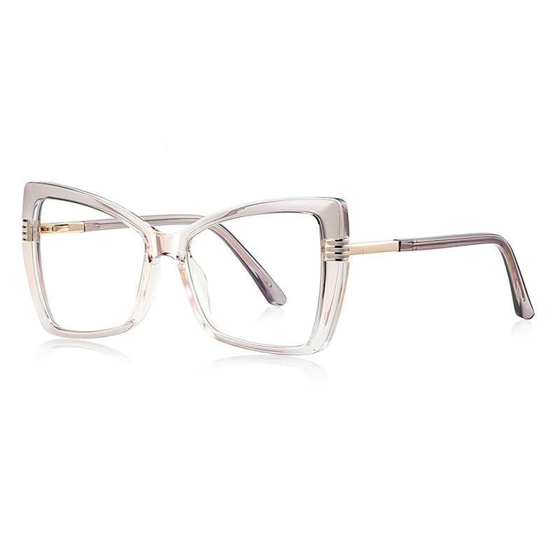 Triple Bar Butterfly Square Blue Light Blocking Glasses in Champagne Nude
