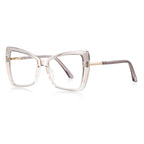 Triple Bar Butterfly Square Blue Light Blocking Glasses in Champagne Nude