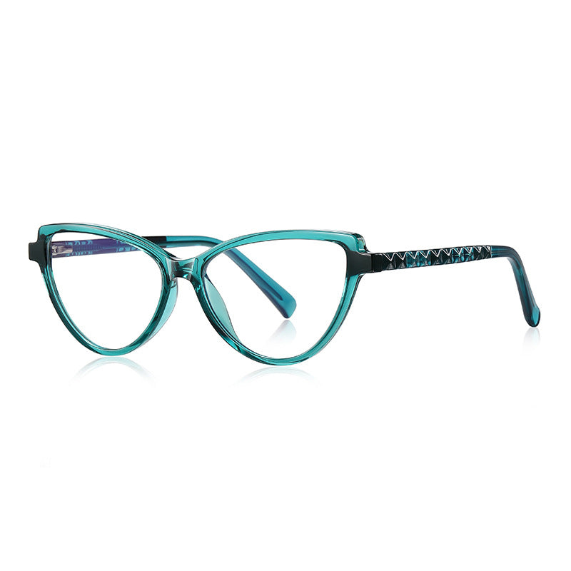 Diamond Quilted Cat Eye Blue Light Blocking Glasses in Emerald Teal