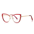 Double-Rim Cat Eye Blue Light Blocking Glasses in Gold &amp; Vibrant Red