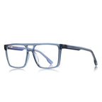 Ribbed Temple Navigator Blue Light Blocking Glasses in Blue Marble Denim
