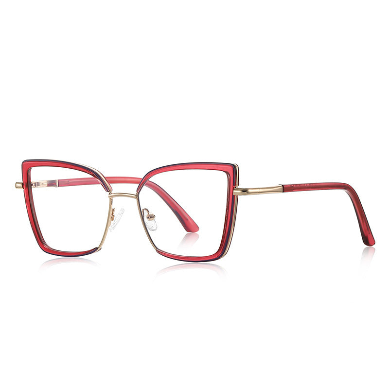 Windsor Rim Square Blue Light Blocking Glasses in Gold & Crimson Red