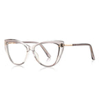 Hexagon Clasp Cat Eye Blue Light Blocking Glasses in Smoke Grey