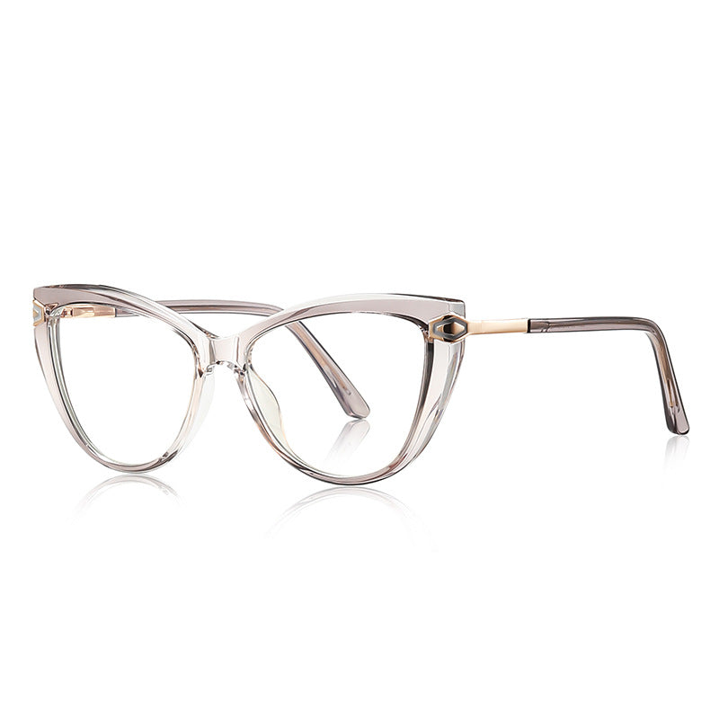 Hexagon Clasp Cat Eye Blue Light Blocking Glasses in Smoke Grey
