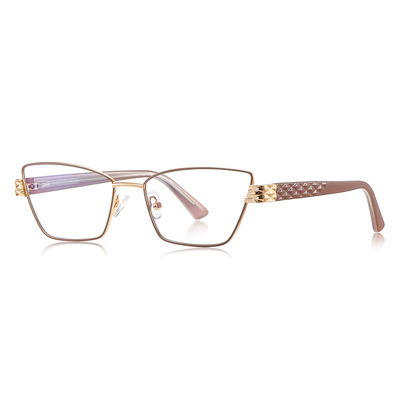 Vintage Metal Cat Eye Blue Light Blocking Glasses in Rose Gold &amp; Blush Pink