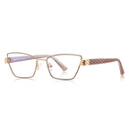 Vintage Metal Cat Eye Blue Light Blocking Glasses in Rose Gold &amp; Blush Pink