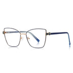 Bowtie Hinge Cat Eye Blue Light Blocking Glasses in Midnight Blue and Gold