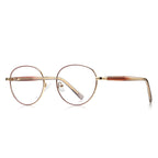 Filigree Metal Round Blue Light Blocking Glasses in Rose Gold with Amber Brown Temples
