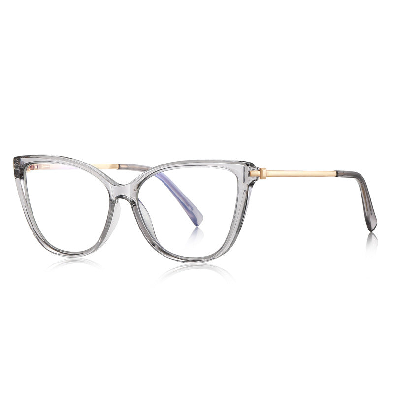Gold Temple Butterfly Cat Eye Blue Light Blocking Glasses in Smoke Grey & Gold