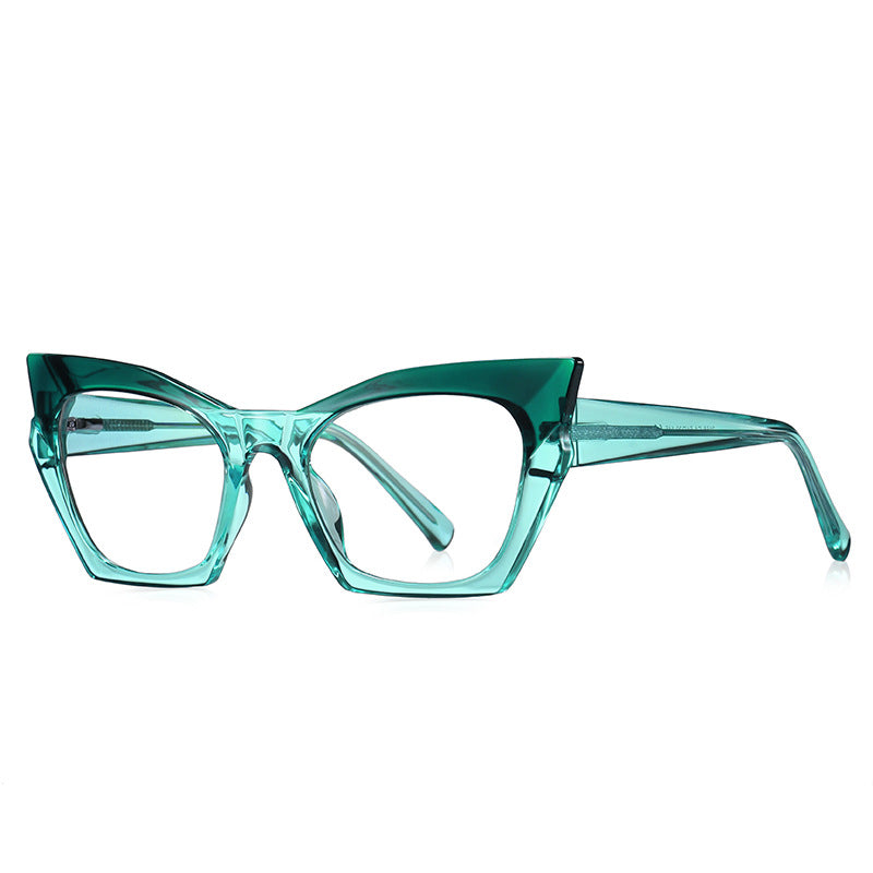 Bicolor Crystal Cat Eye Blue Light Blocking Glasses in Teal Crystal