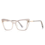 Double-Bar Hinge Cat Eye Blue Light Blocking Glasses in Translucent Smoke Grey