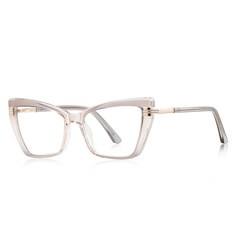Double-Bar Hinge Cat Eye Blue Light Blocking Glasses in Translucent Smoke Grey