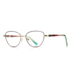Bamboo Joint Oval Blue Light Blocking Glasses in Pale Gold with Wine/Green Gradient Temples