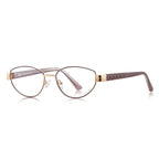 Woven Temple Oval Blue Light Blocking Glasses in Mocha Bronze