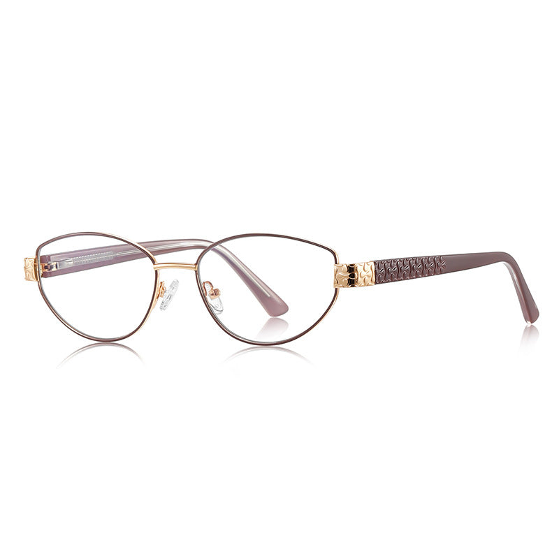 Woven Temple Oval Blue Light Blocking Glasses in Mocha Bronze