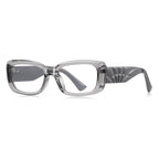 Fan Temple Rectangle Blue Light Blocking Glasses in Smoke Grey