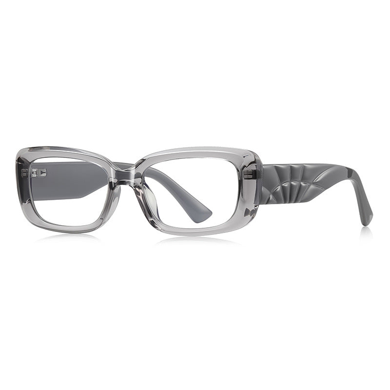 Fan Temple Rectangle Blue Light Blocking Glasses in Smoke Grey