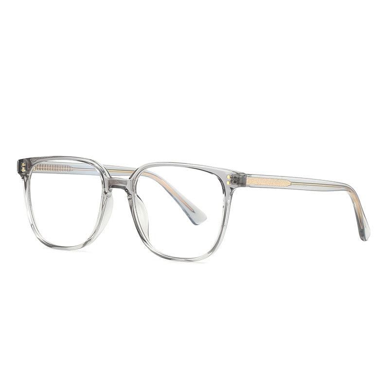 Engraved Wire Core Square Blue Light Blocking Glasses in Smoke Grey & Silver
