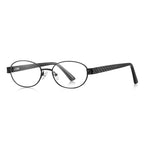 Filigree Metal Oval Blue Light Blocking Glasses in All Matte Black