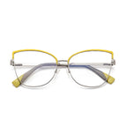 Bicolor Brow Butterfly Blue Light Blocking Glasses in Lime Yellow & White