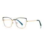 Enamel Brow Butterfly Blue Light Blocking Glasses in Gold & Forest Green Enamel