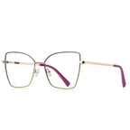 Gradient Rim Metal Butterfly Blue Light Blocking Glasses in Gold Metal with Amethyst Purple to Gold Gradient Rim