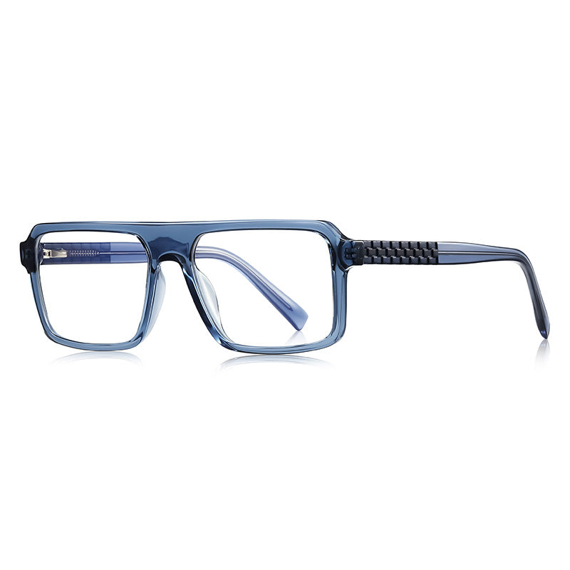 Grid-Texture Navigator Blue Light Blocking Glasses in Translucent Slate Denim Blue