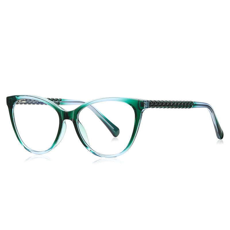 Cable Link Cat Eye Blue Light Blocking Glasses in Emerald Teal & Aqua