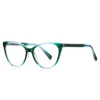 Cable Link Cat Eye Blue Light Blocking Glasses in Emerald Teal & Aqua