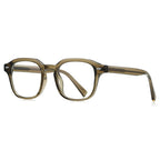 Bar Rivet Square Blue Light Blocking Glasses in Translucent Olive Brown