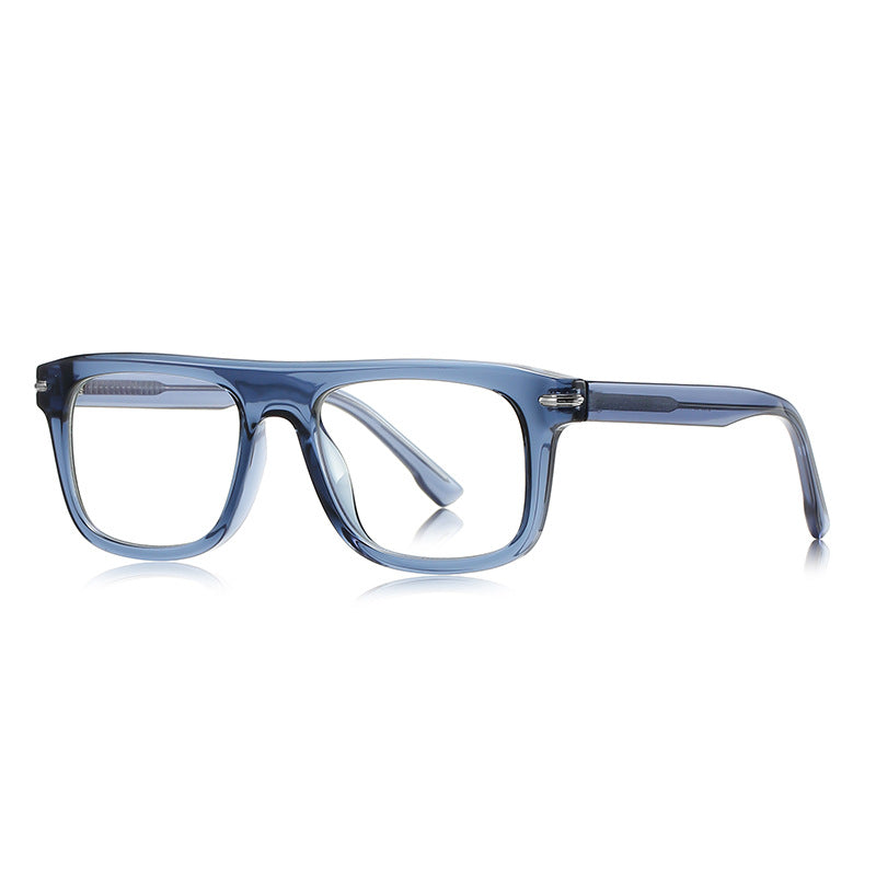 Flat Top Navigator Blue Light Blocking Glasses in Denim Blue