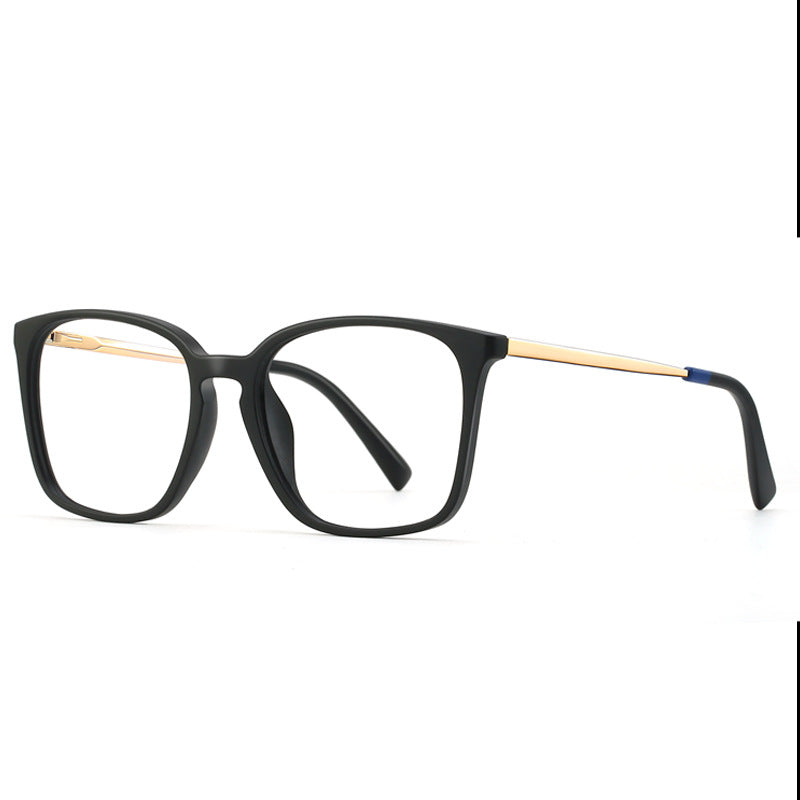 Color Band Square Blue Light Blocking Glasses in Matte Black & Cobalt Blue