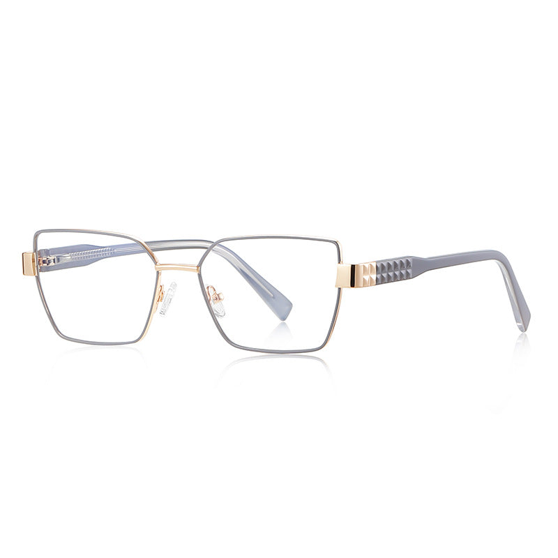 Vintage Metal Square Blue Light Blocking Glasses in Silver & Smoke Grey