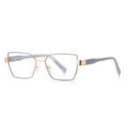 Vintage Metal Square Blue Light Blocking Glasses in Silver & Smoke Grey