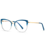 Gradient Metal Bridge Cat Eye Blue Light Blocking Glasses in Gradient Champagne Nude to Clear