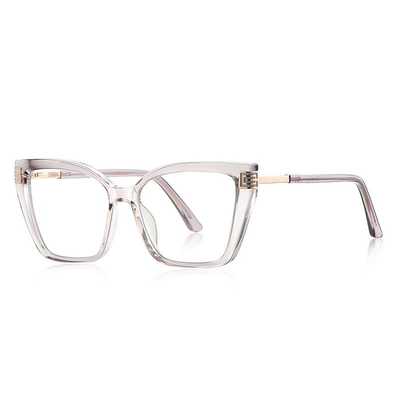 Greek Key Square Blue Light Blocking Glasses in Smoke Grey & Gold