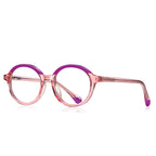 Two-Tone Brow Round Blue Light Blocking Glasses in Blush Pink & Magenta