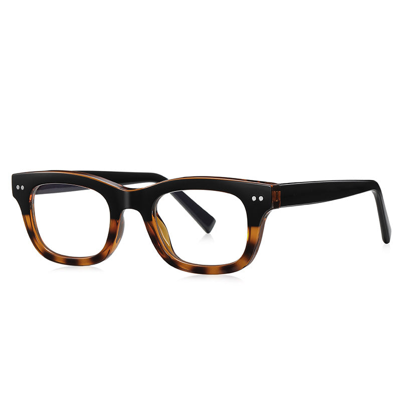 Vintage Keyhole Square Blue Light Blocking Glasses in Two-Tone Black & Tortoise
