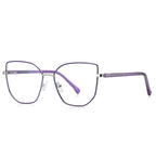 Braided Temple Butterfly Blue Light Blocking Glasses in Silver with Royal Purple Enamel Rim