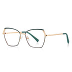 Perforated Wing Butterfly Blue Light Blocking Glasses in Gold with Emerald Green Wingtips